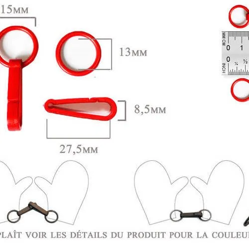 2 x 27.5mm Plum Plastic Carabiners for Gloves