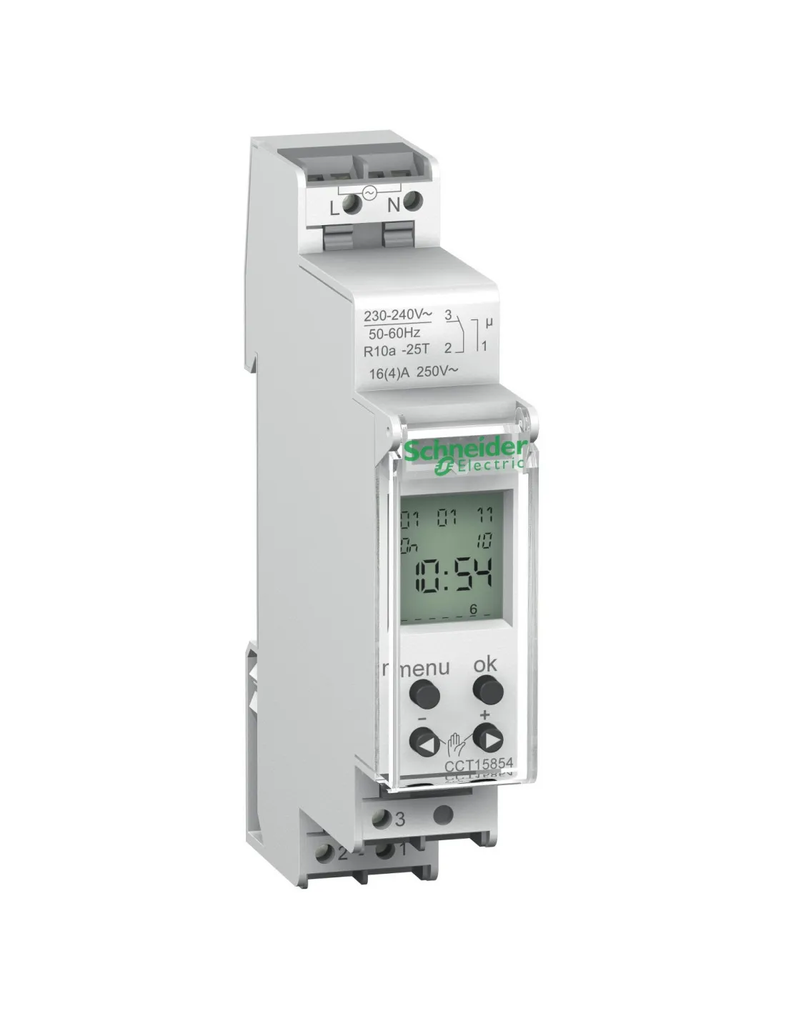 Acti9 IHP Interrupteur horaire compact modulaire 1 canal 24h/7j réserve marche 56 commutations SCHNEIDER CCT15854