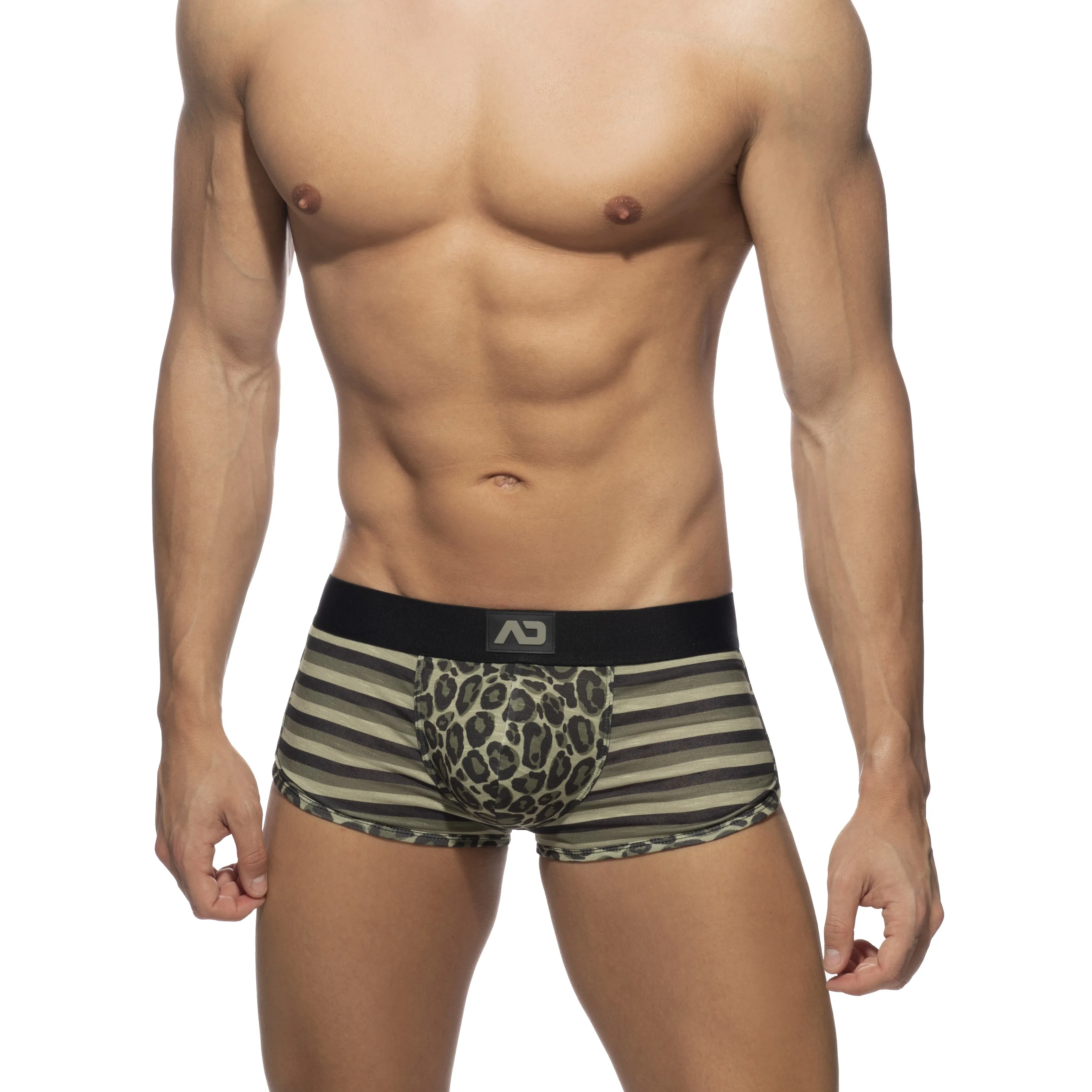 ADDICTED men's shorty boxers for sale: Trunk Léo Stripe - khaki