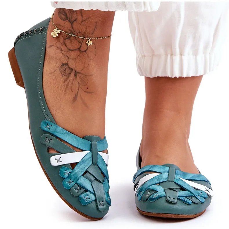 Ballerines en Cuir pour Femme Maciejka 01358-36 Turquoise vert