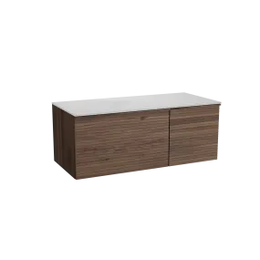 Balmani Forma meuble salle de bains suspendu 120 x 55 cm noyer américain avec Tablo Arcato plan vasque asymétrique à gauche en s