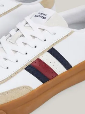 Tommy Hilfiger White Multitexture Leather Sneakers