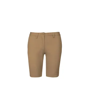 BERMUDA CHINO FEMME CAMEL 100% COTON SERGE  Réf.K751