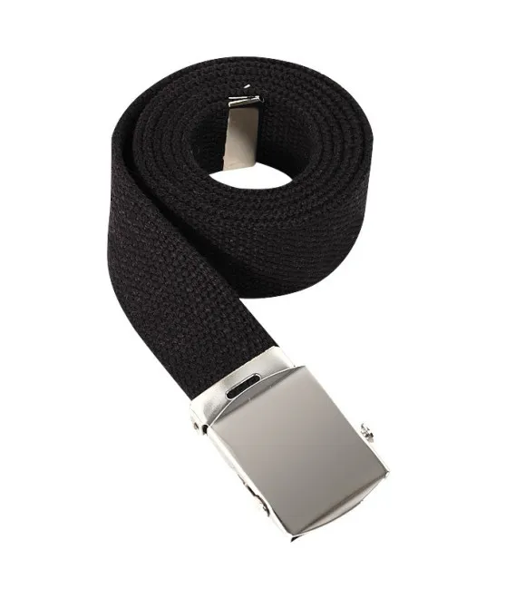 Black canvas belt with silver buckle.