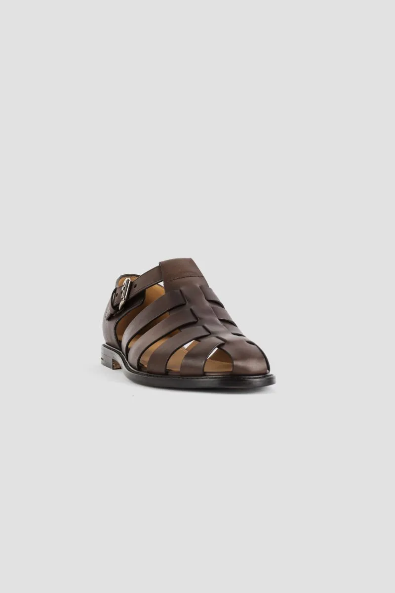 Brown leather Fisherman sandals.