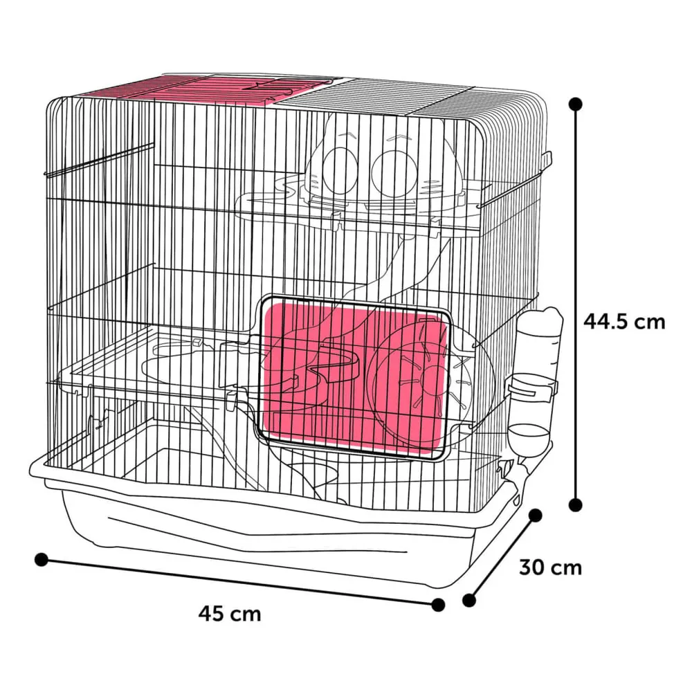 Cage pour hamsters binky 45x30x44,5 cm gris