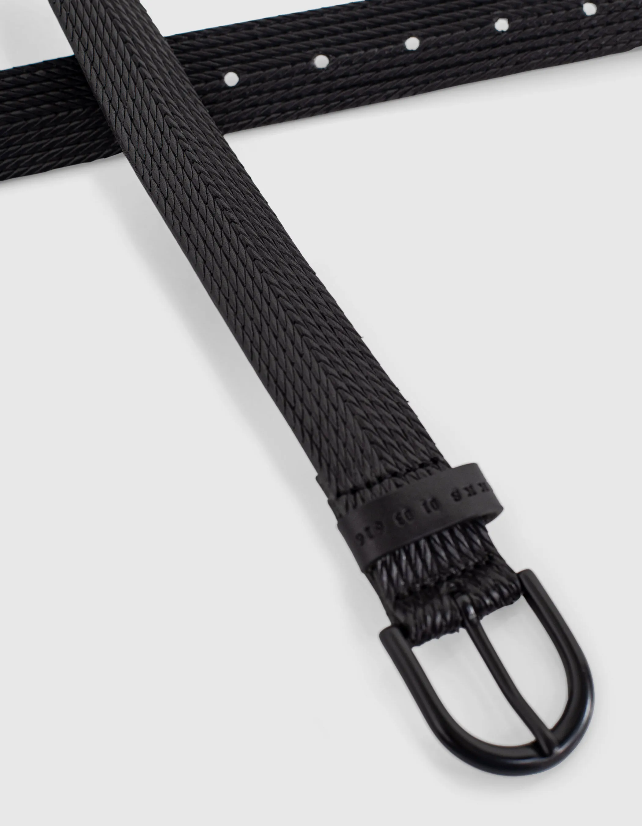 Men's Black Leather Braided Textured Belt