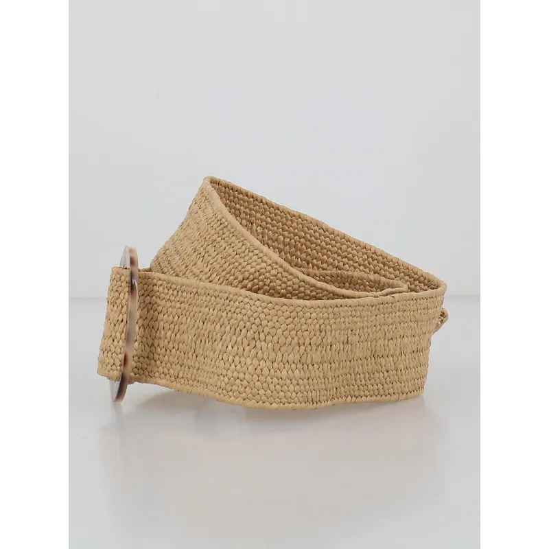 Deeluxe Beige Raphia Fania Women's Belt | wimod