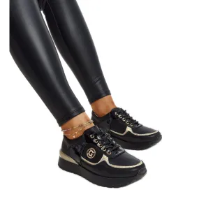 Chaussures en cuir noir avec boucle décorative le noir