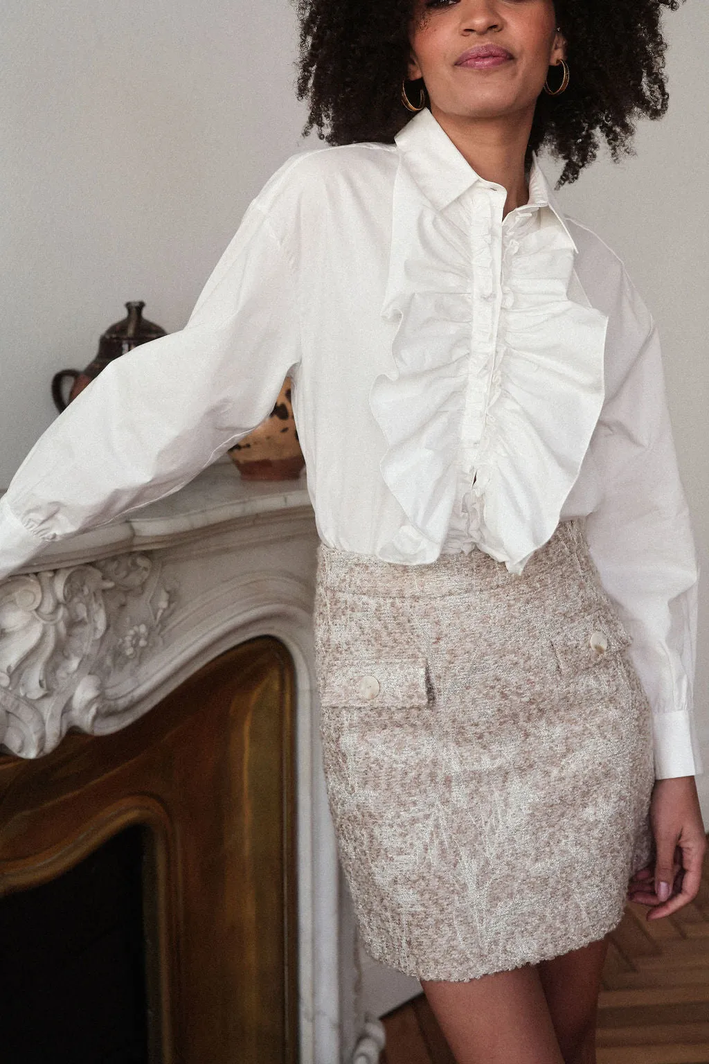 CHEMISE EVA A VOLANTS BLANC