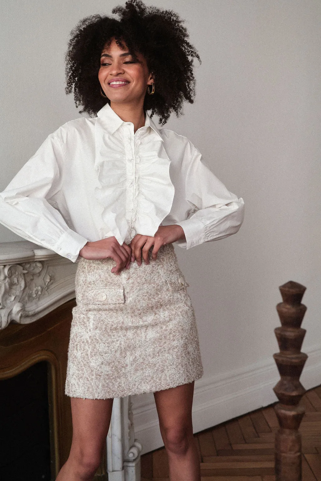 CHEMISE EVA A VOLANTS BLANC