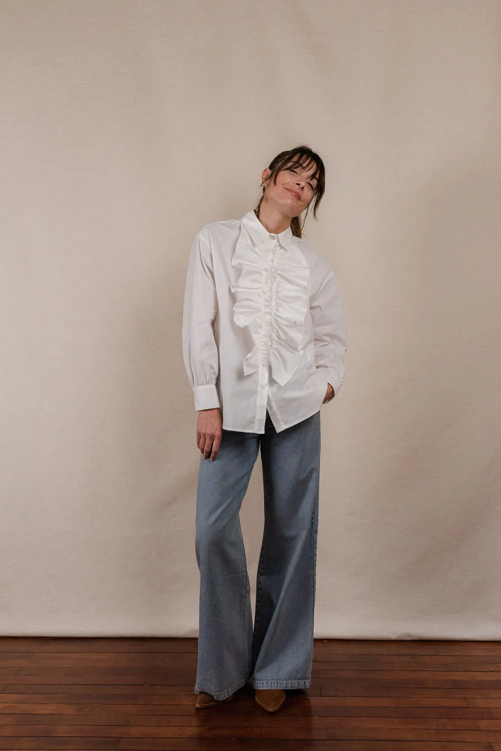 CHEMISE EVA A VOLANTS BLANC