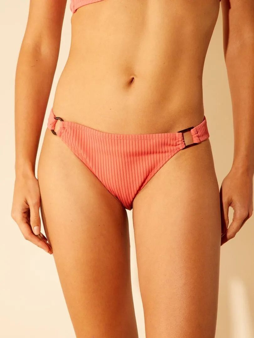 Bikini Bottom with Side Rings - Coral