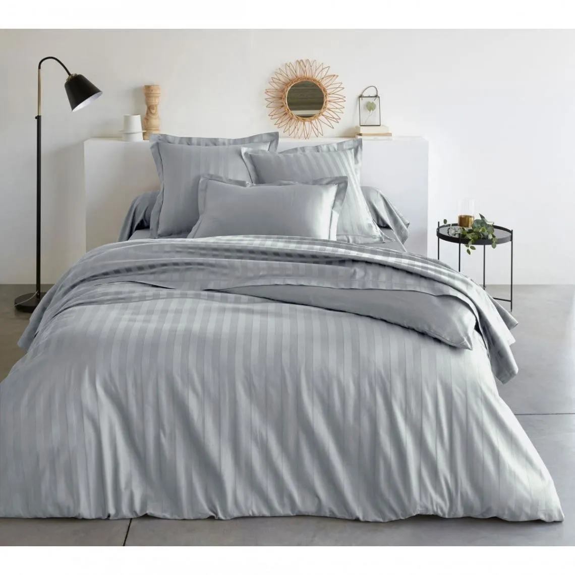 Drap plat uni satin de coton TERTIO® - Gris Perle | 3 Suisses
