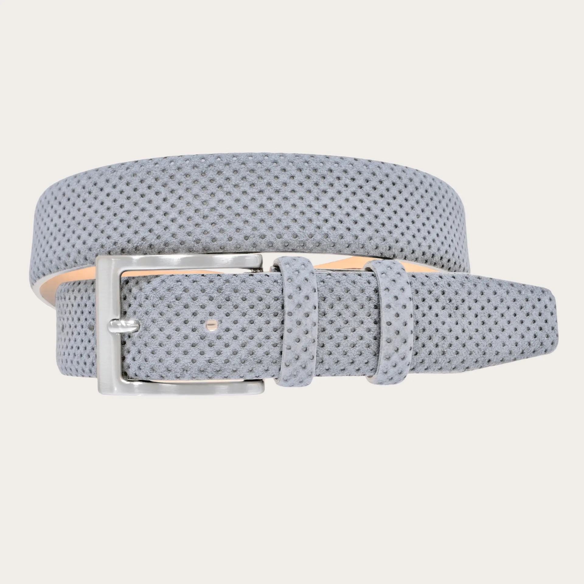 Grey Perforated Suede Belt