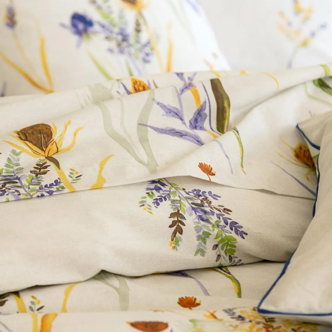 Housse de couette double face coton imprimé jaune ALBA  | 3 Suisses