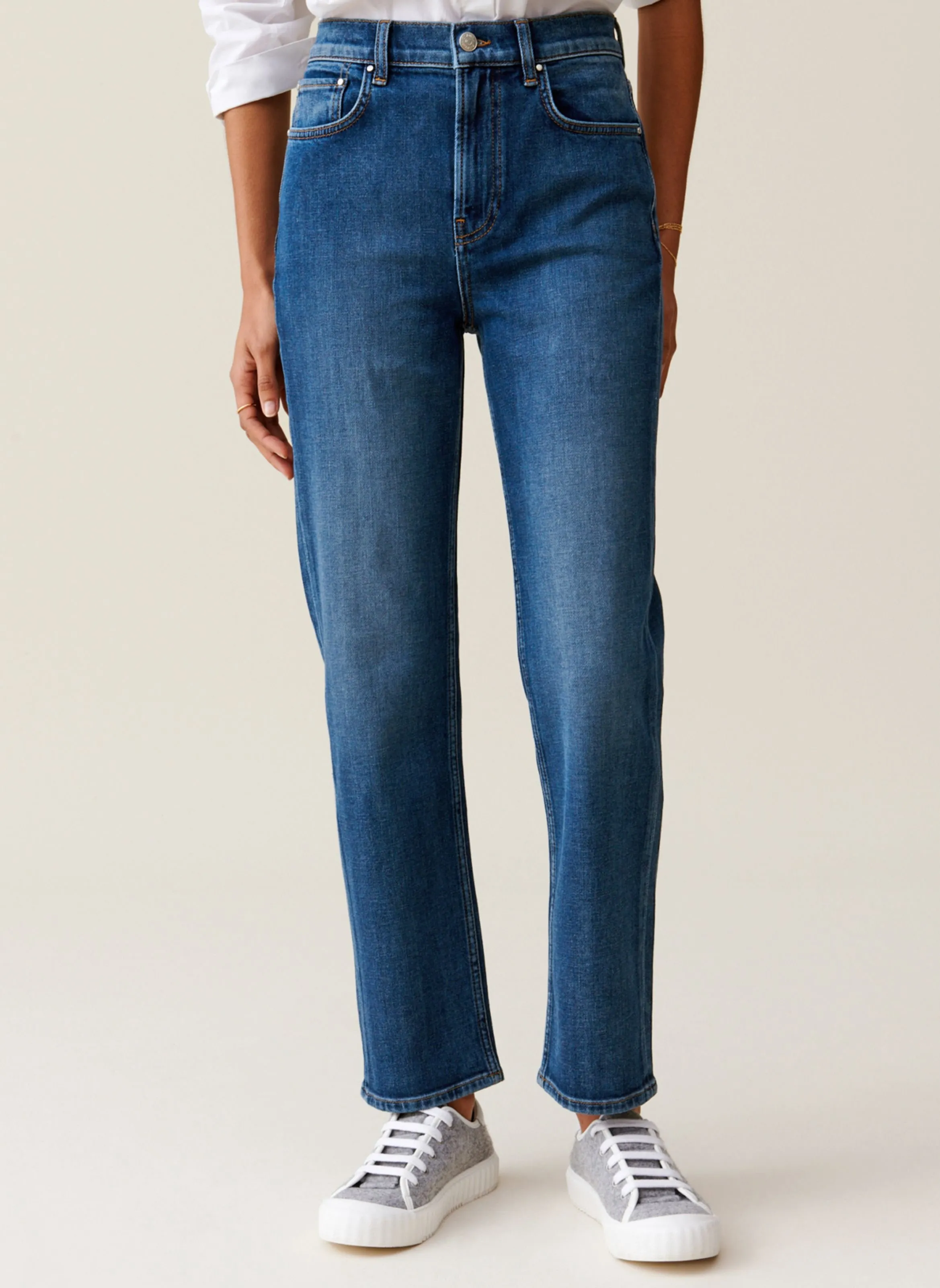 JEAN DROIT EN DENIM DéLAVé JEAN TOTO - CLAUDIE PIERLOT pour FEMME | Printemps