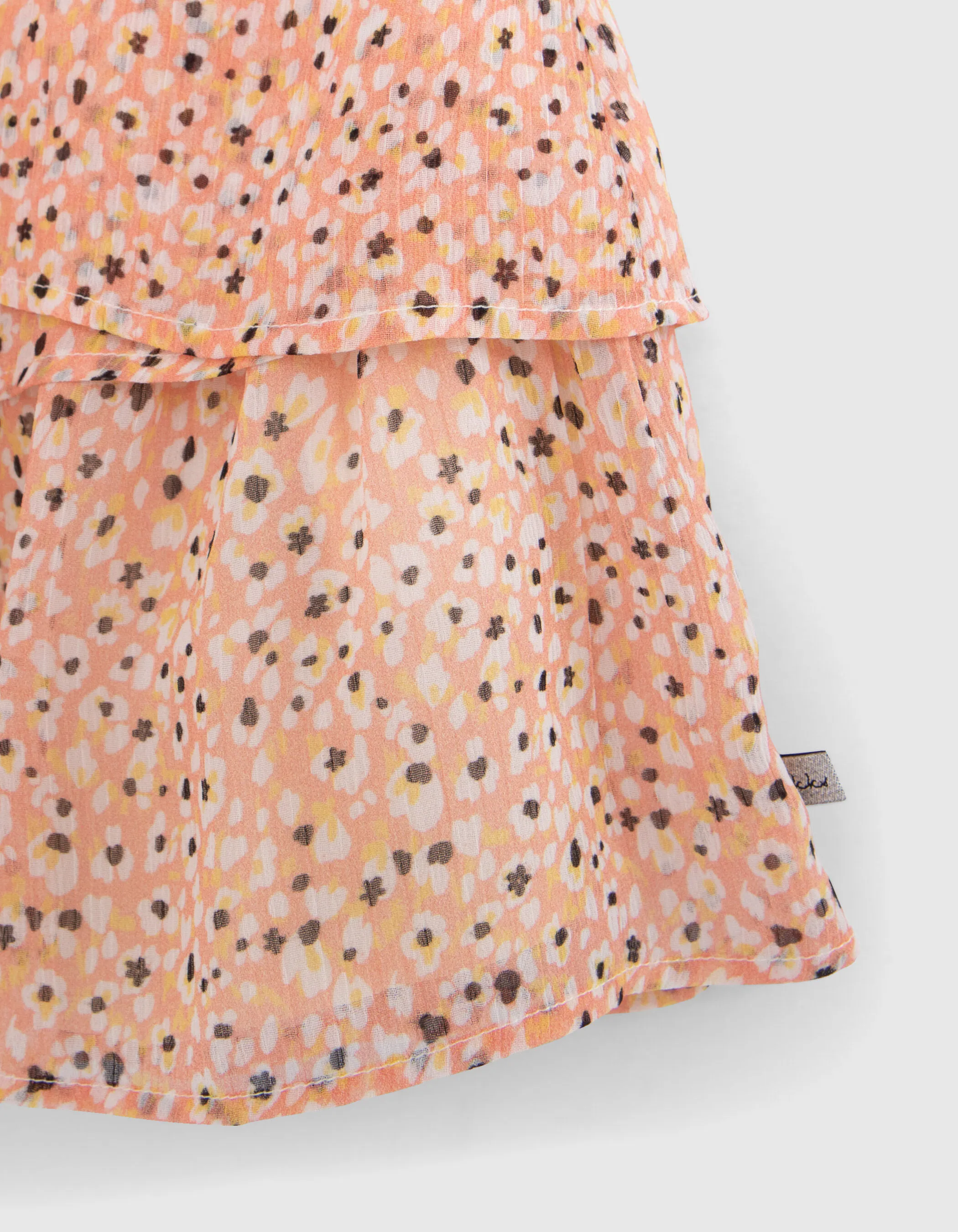 Short Peach Skirt with Abstract Floral Print for Girls