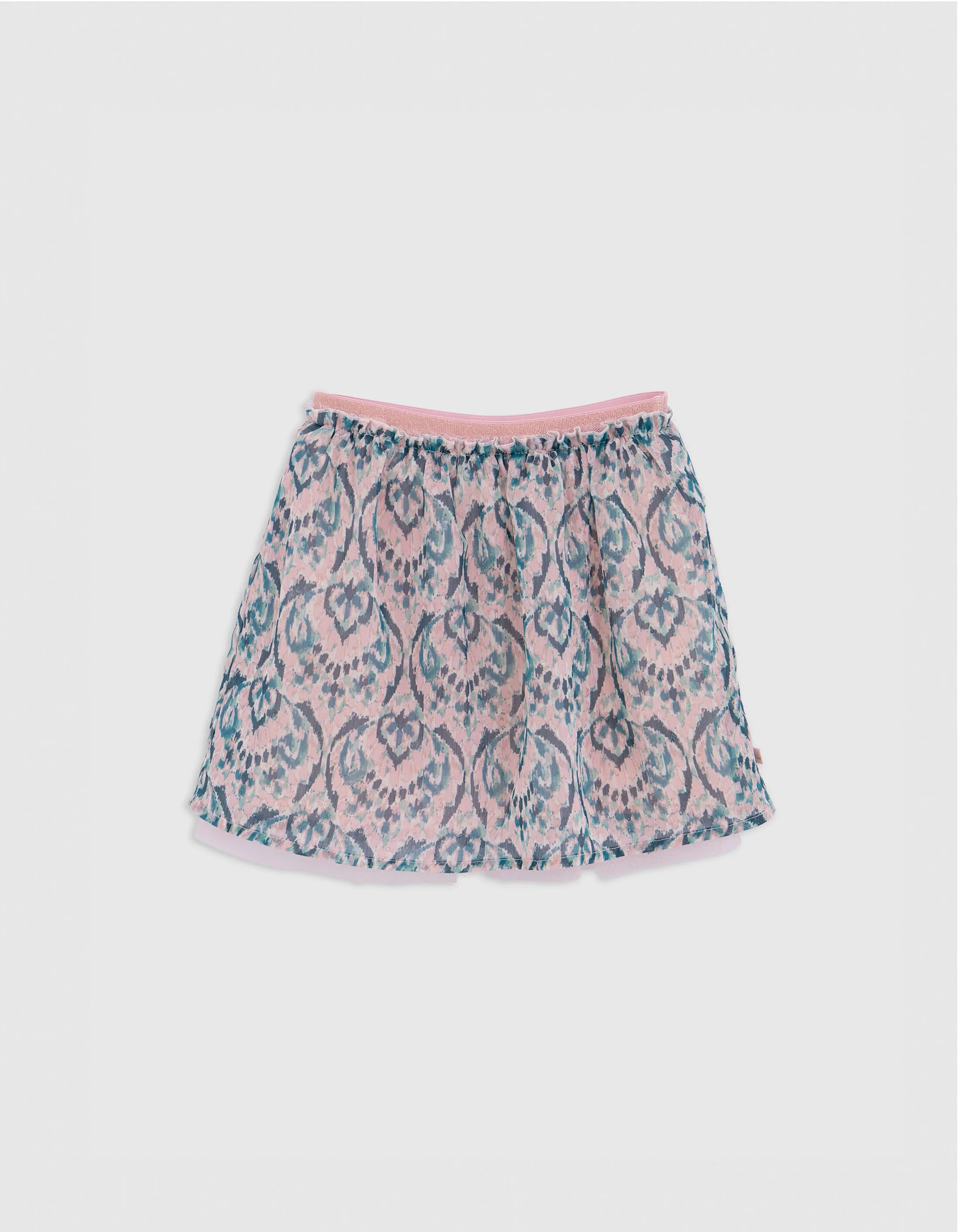Pastel Pink Skirt with Ikat Print for Girls