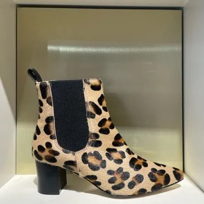Leopard Pony Chelsea Pointed Boots Made in Italy