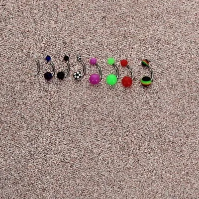 Lot de 8 piercing nombril multicolore - Femme 