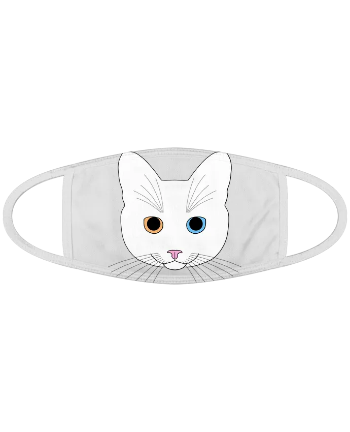 Masque Chat tête blanc yeux orange bleu par Finger L