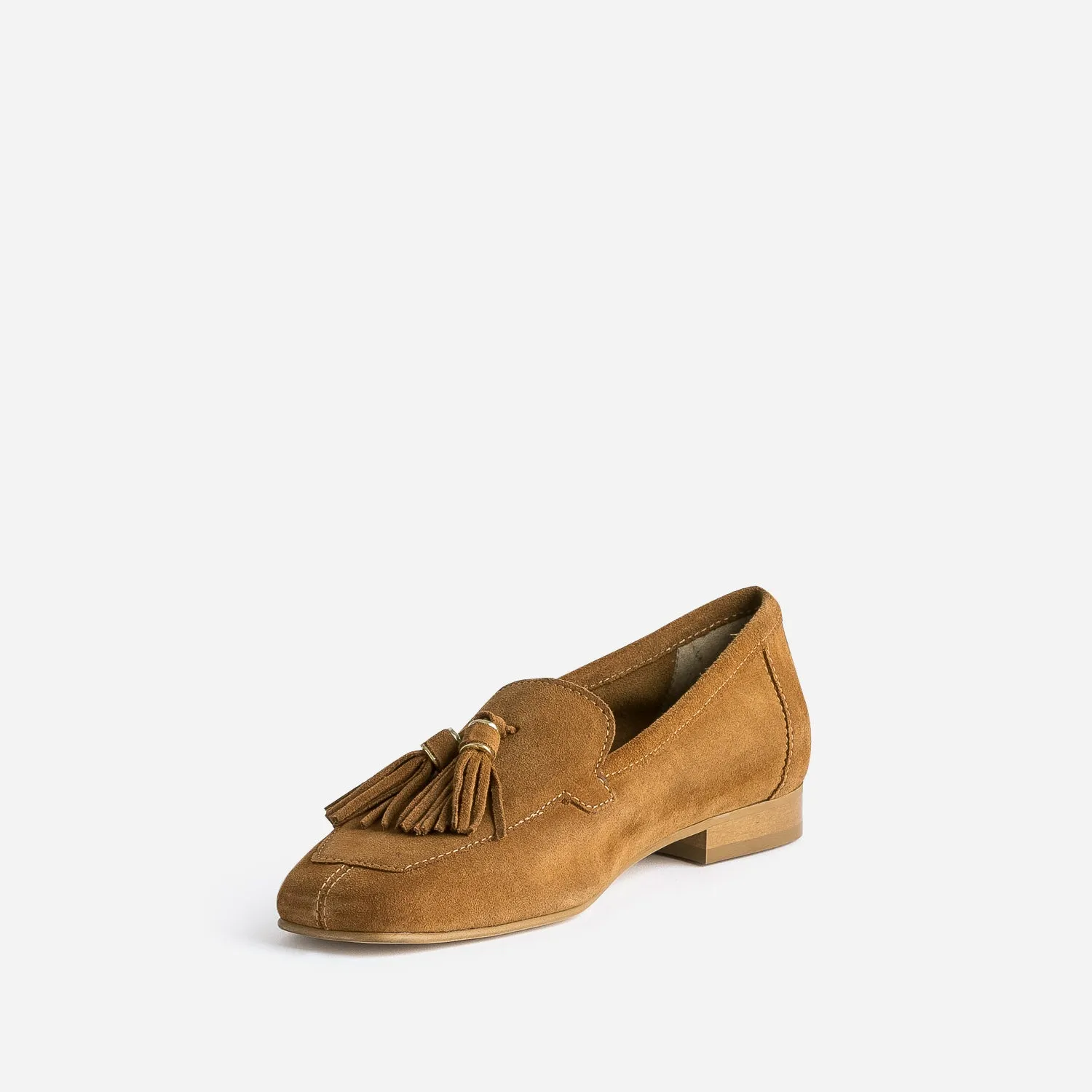 Mocassins femme cuir velours camel à pampilles - ERAM