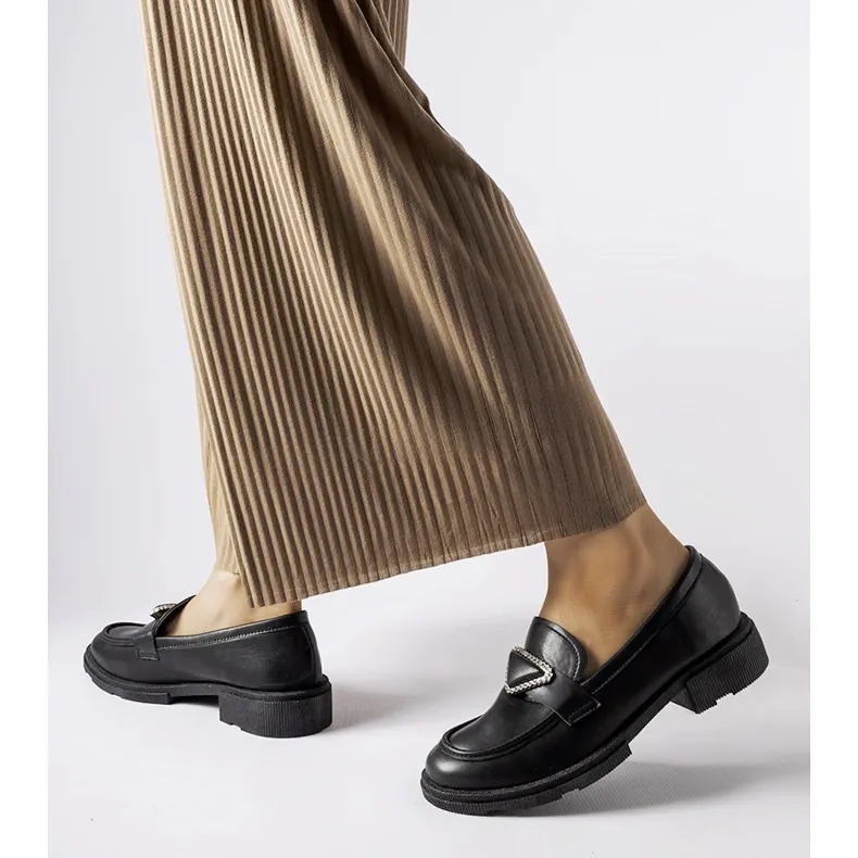 Black Rhinestone Embellished Loafers Marsilius the Black

