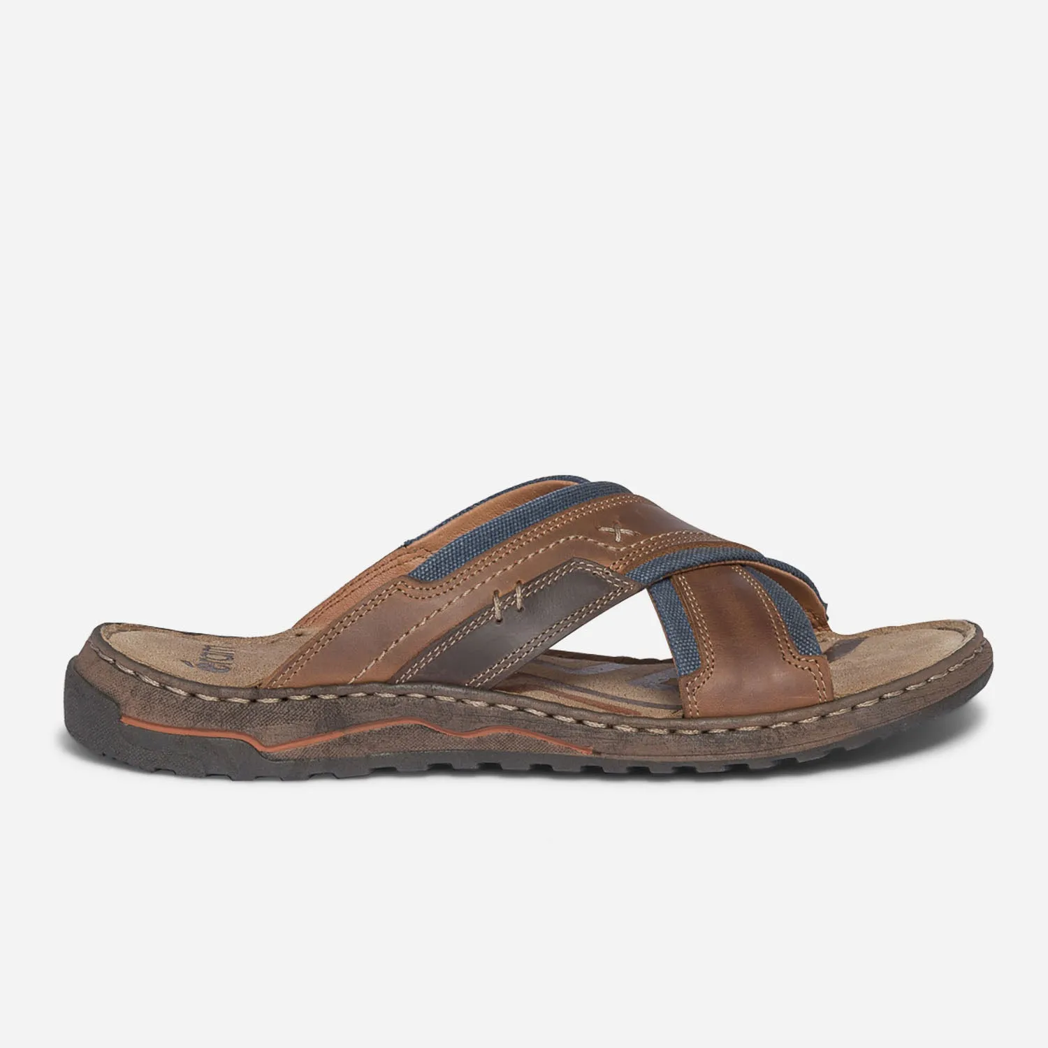 Mule homme bi-matière marron marine ERAM