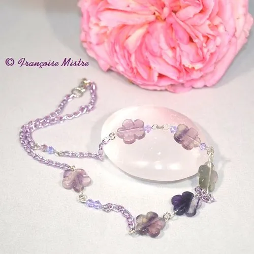 Natural Purple Fluorite Choker Necklace