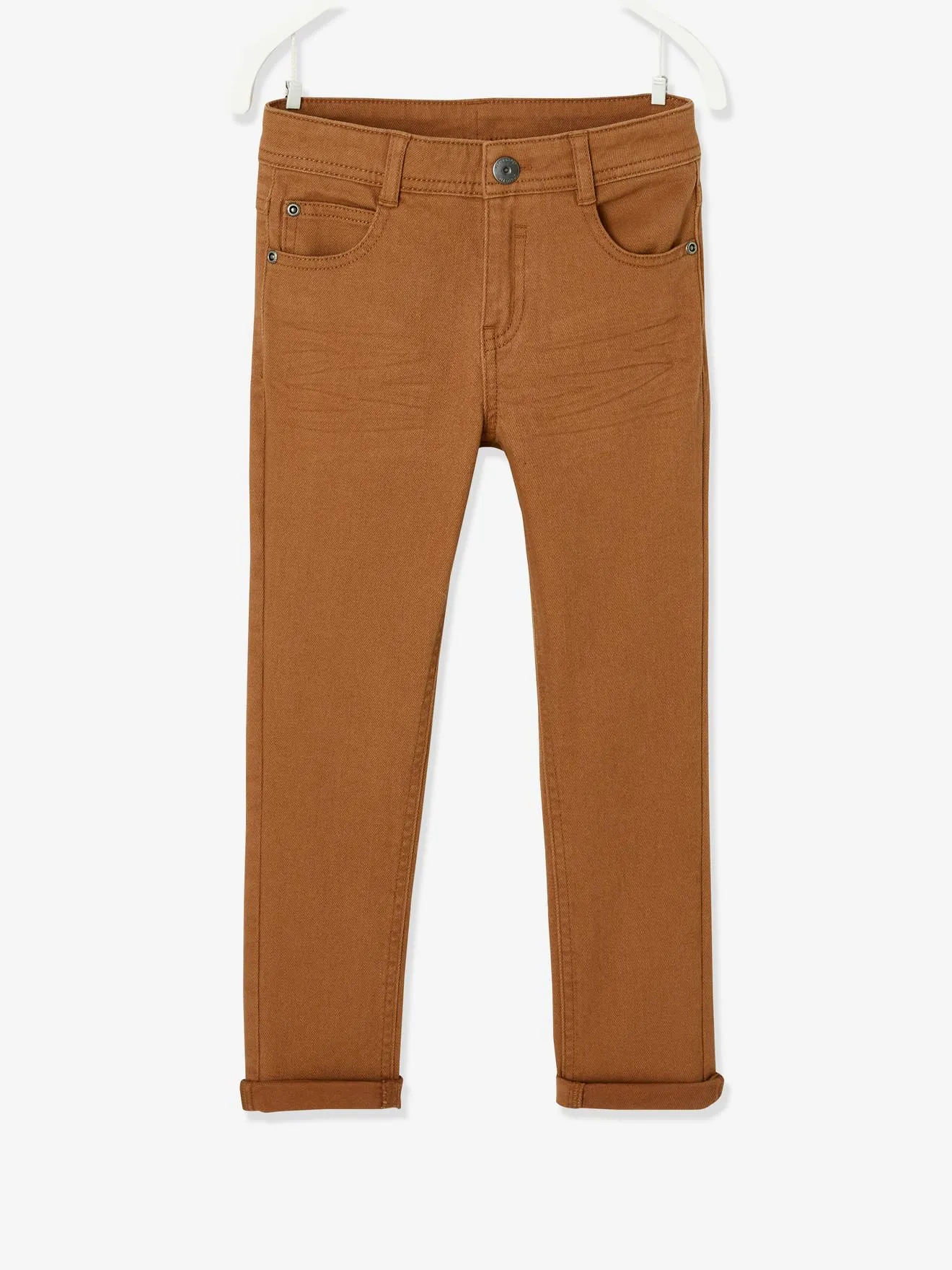 Pantalon slim MorphologiK LARGE garçon noisette - Vertbaudet