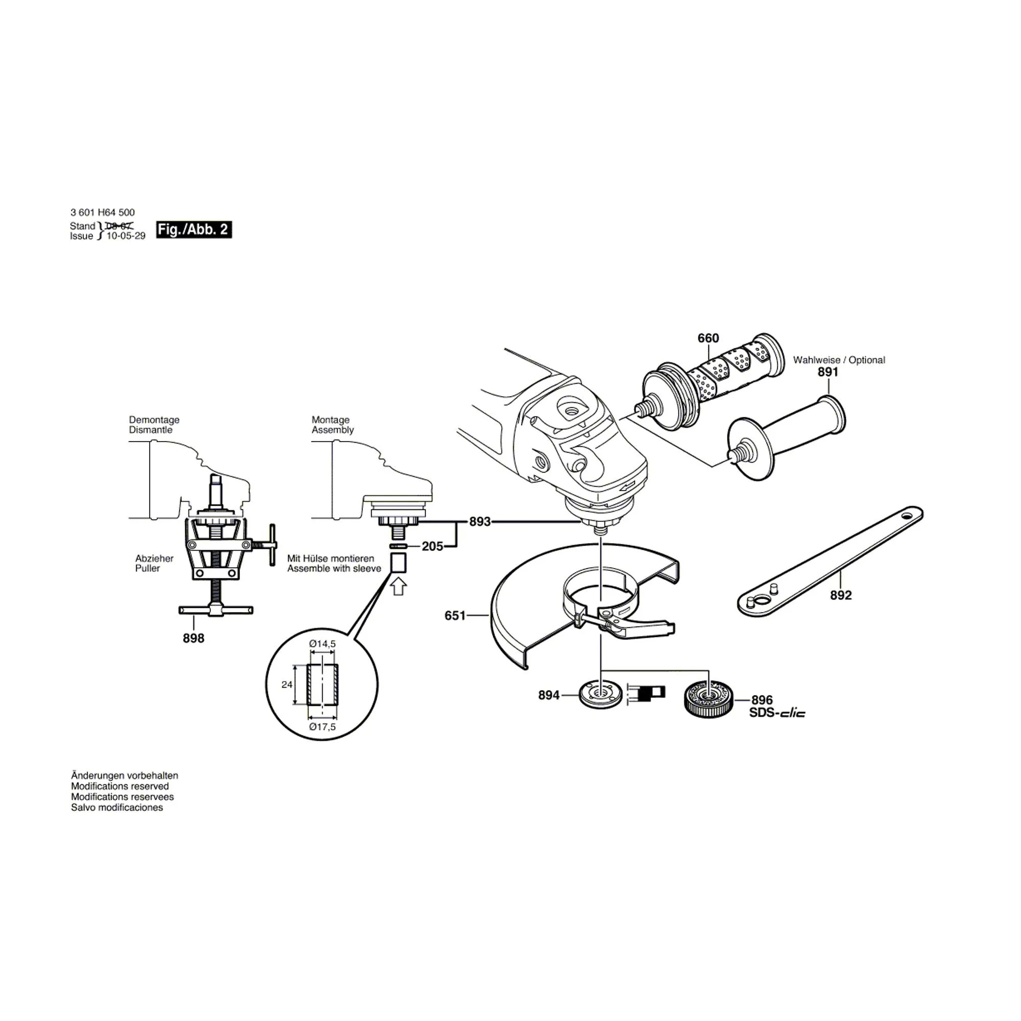 Pièces détachées Meuleuse BOSCH GWS 24-230 JVX 3601H64500