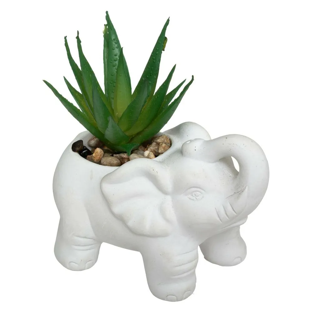 Plante grasse artificielle dans pot en ciment éléphant h 10 cm
