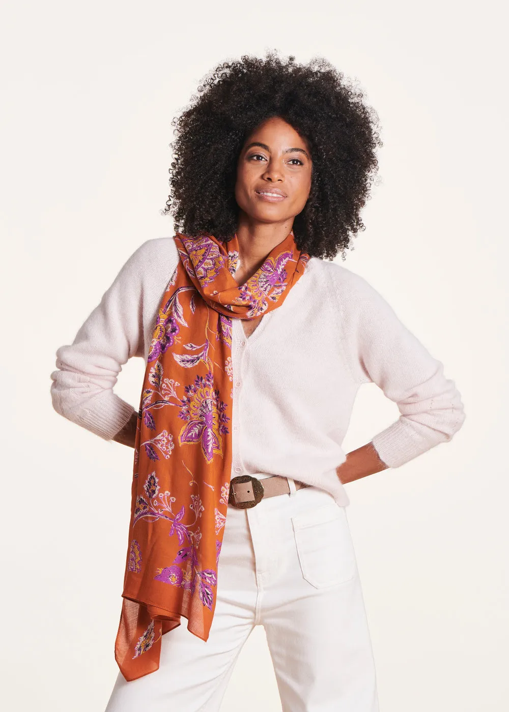 Printed Orange Scarf