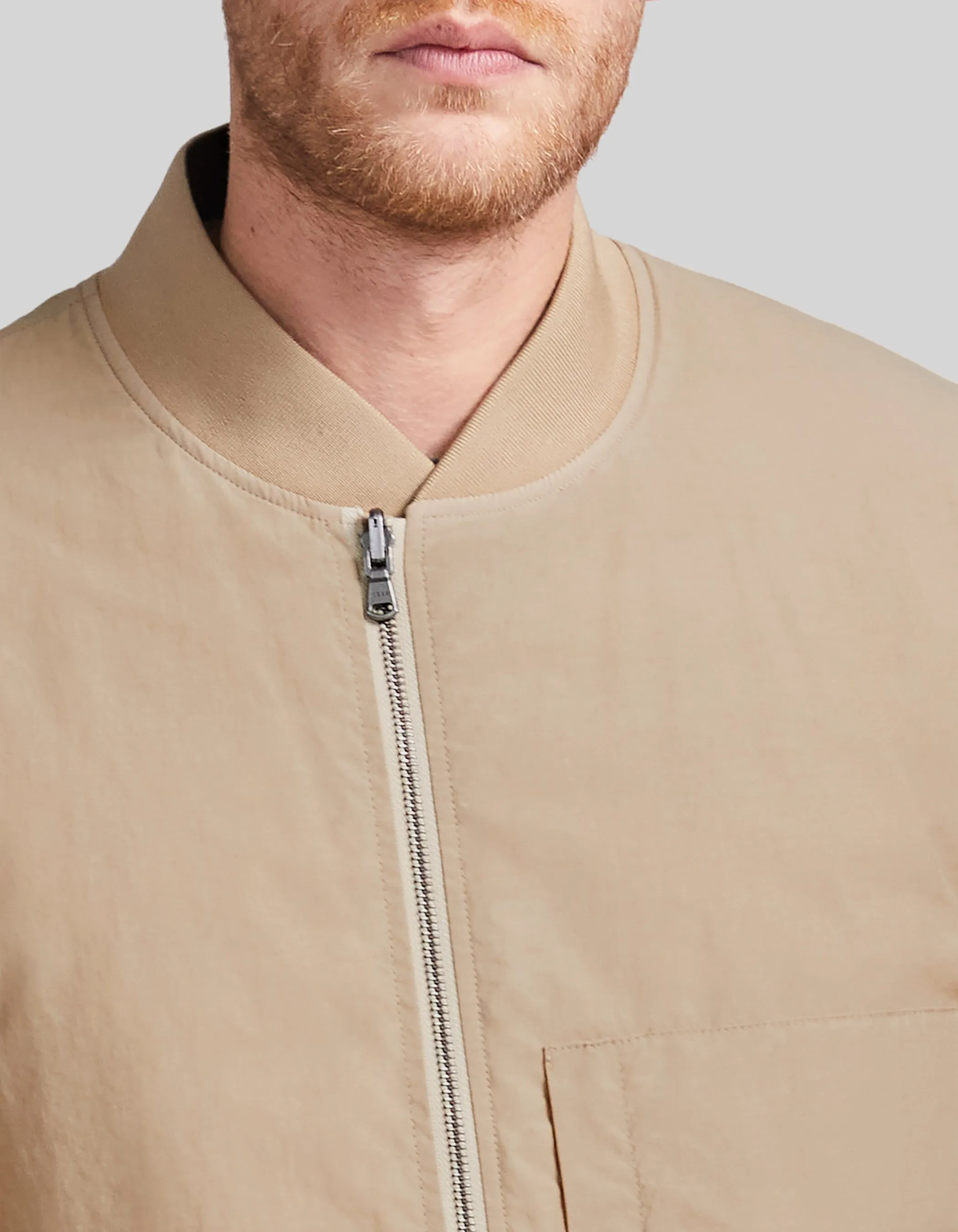 Reversible Khaki and Beige Bomber Style Men's Underjacket