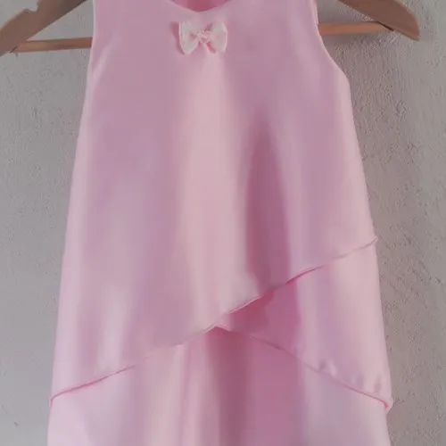 Robe chasuble trapèze légère couleur rose - 12 mois