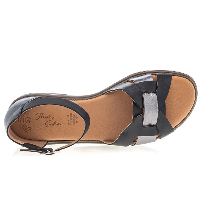 Black Saffron Flower Women's Sandals / Flip Flops: Sandals / Flip Flops. Besson Shoes