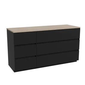 Storke Edge meuble salle de bains à poser 150 x 52 cm noir mat avec Panton tablette simple ou double en mélaminé chêne brut