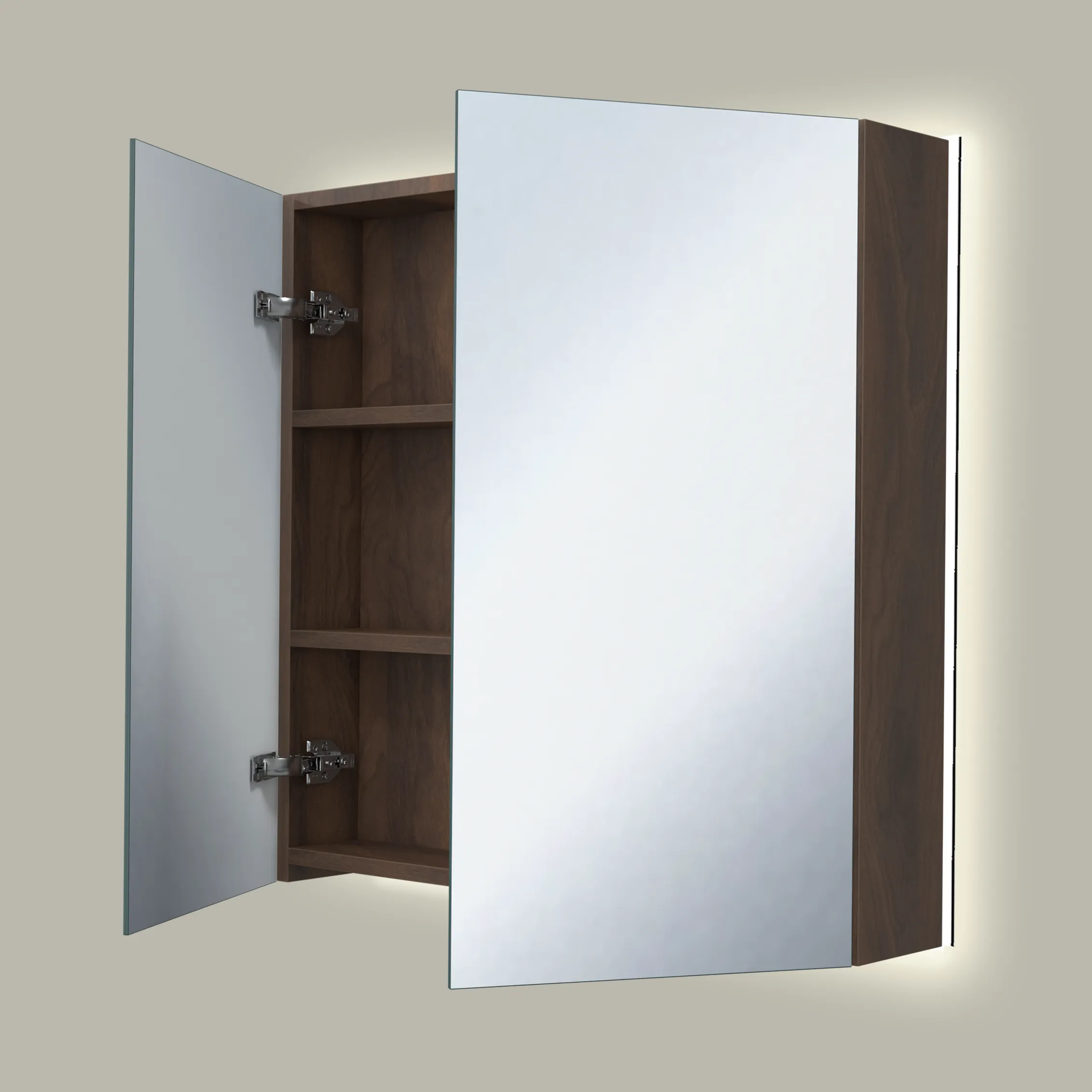 Storke Reflecta armoire de toilette lumineuse 75 x 75 cm noyer