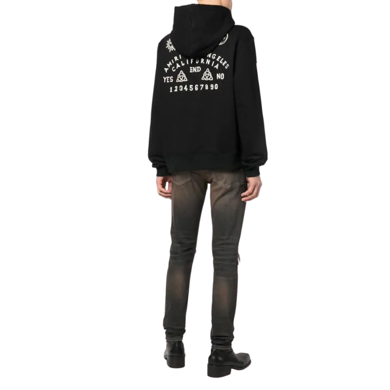 Sweatshirt Hoodie Black Cotton Printed Ecru