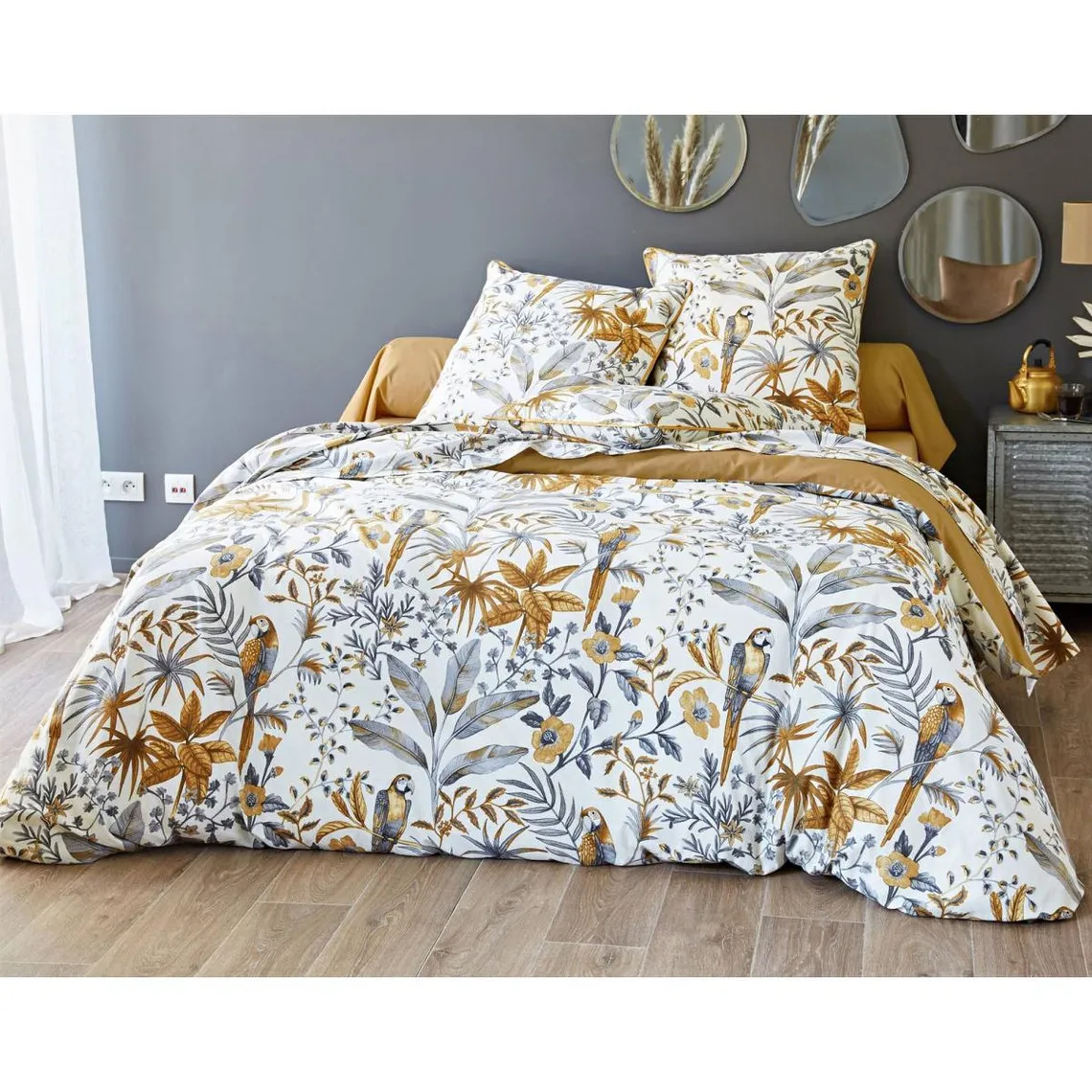 Taie de traversin à motifs fleurs faune et flore Coton YOUYOU Marron | 3 Suisses