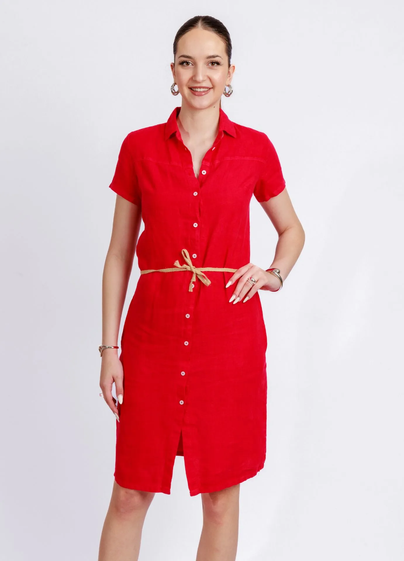 Tall Femme Robe en Lin Midi