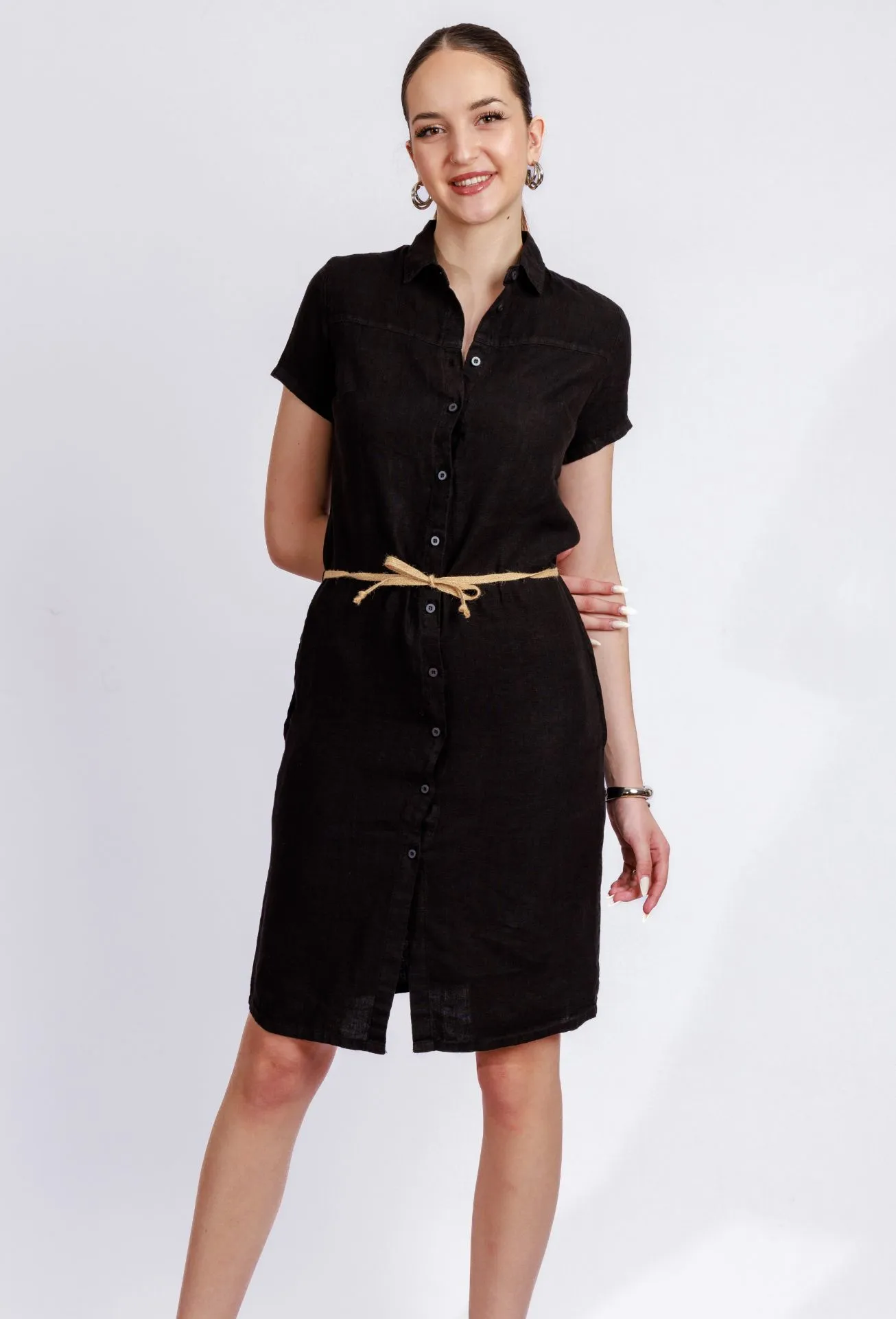 Tall Femme Robe en Lin Midi
