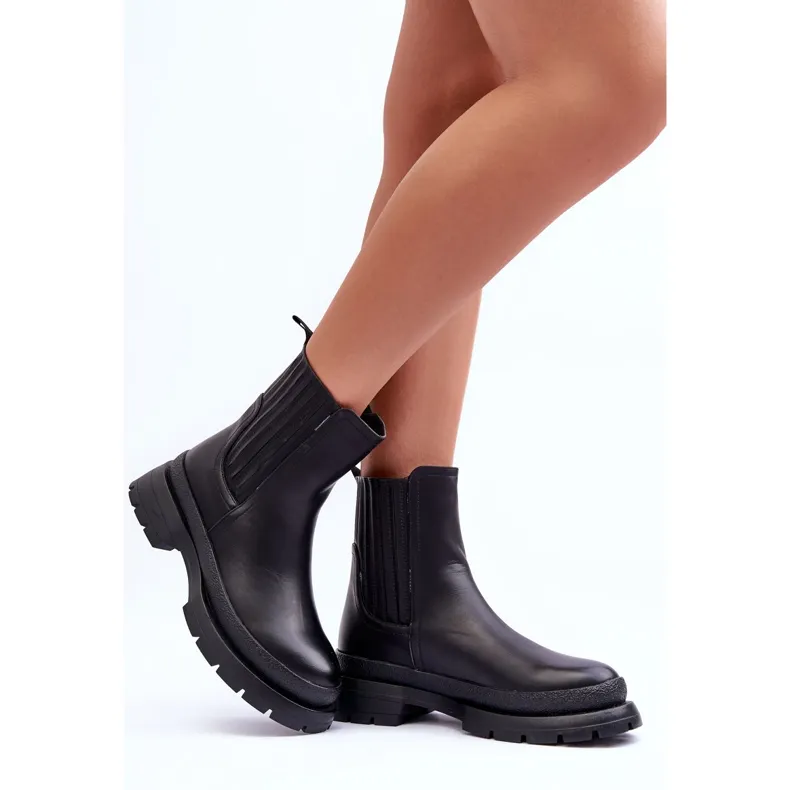 Thick Leather Chelsea Boots Black Rosan Black
