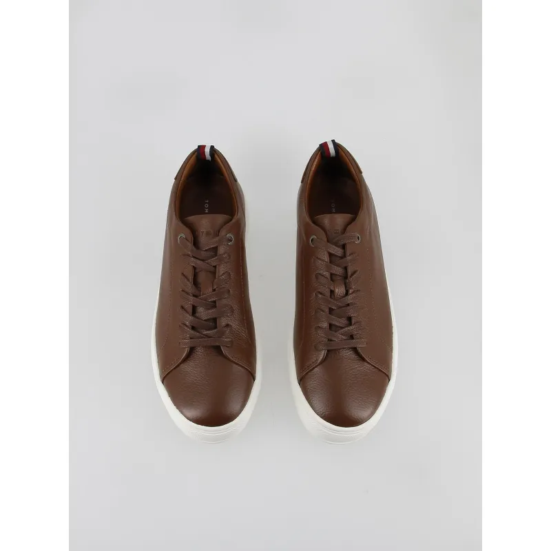 Tommy Hilfiger men's brown premium cupsole sneakers - Wimod.