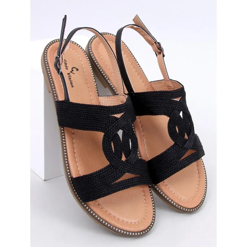 Black women's sandals Vernay in noir