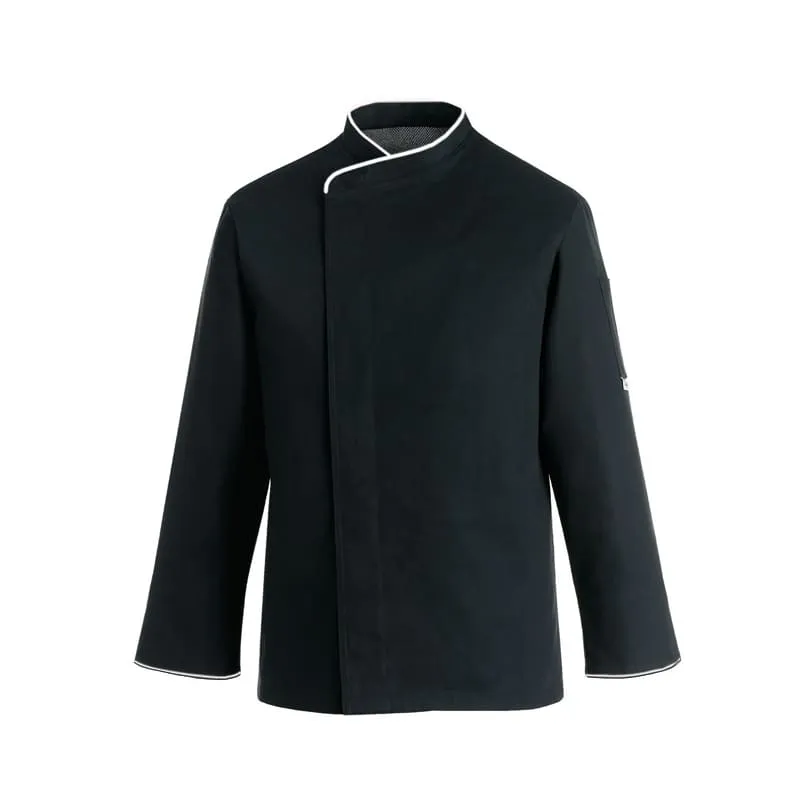 Veste de cuisine noire liseré blanc grande taille - ML ou MC - MANELLI