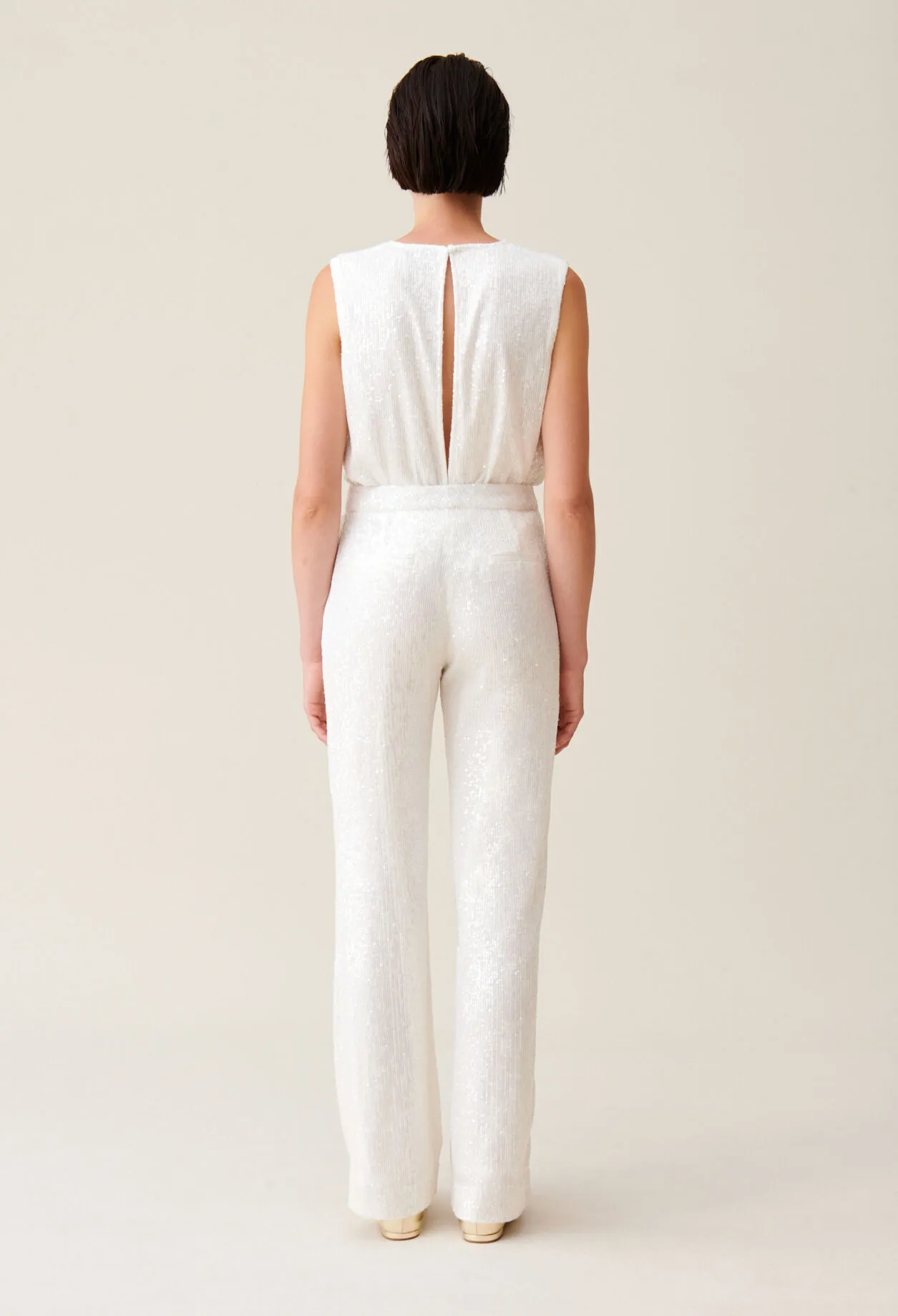 White Sequin Pants by Claudie FR