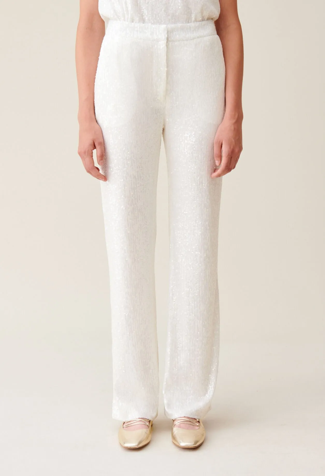 White Sequin Pants by Claudie FR